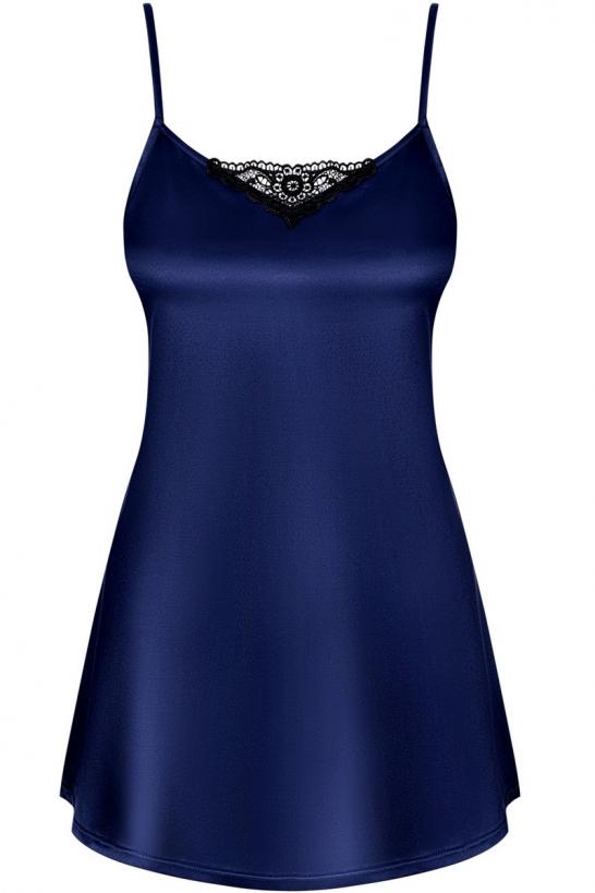 Комплект (сорочка+стринги ) Obsessive SATINIA BABYDOLL Синяя
